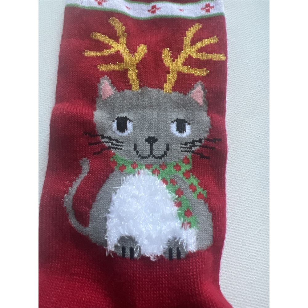Women's Cats Christmas Gift Holiday Novelty Crew Socks Shoe Size 4-10 New NWOT